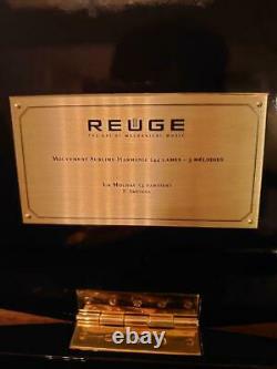 Used Vintage Reuge Swiss Music Box 144 Red Rose Design La Moudau Switzerland