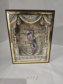 VINTAGE 1970 SWISS MUSIC BOX DANCING HARLEQUIN, REUGE, WORKING Great