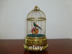 VINTAGE FRENCH BONTEMS SINGING BIRD CAGE BIRD MECHANICAL AUTOMATON (Watch Video)