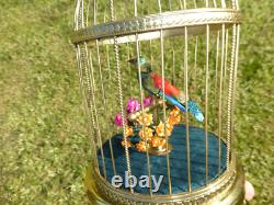 VINTAGE FRENCH BONTEMS SINGING BIRD CAGE BIRD MECHANICAL AUTOMATON (Watch Video)