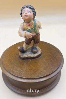 VINTAGE Hand Carved Reuge The Music Box Dancer Boy Romy Swiss Musical Statue