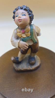 VINTAGE Hand Carved Reuge The Music Box Dancer Boy Romy Swiss Musical Statue