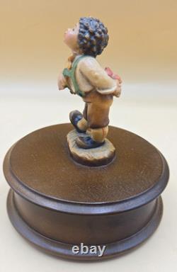 VINTAGE Hand Carved Reuge The Music Box Dancer Boy Romy Swiss Musical Statue