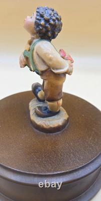 VINTAGE Hand Carved Reuge The Music Box Dancer Boy Romy Swiss Musical Statue