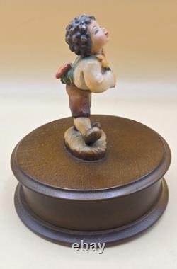 VINTAGE Hand Carved Reuge The Music Box Dancer Boy Romy Swiss Musical Statue