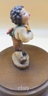 VINTAGE Hand Carved Reuge The Music Box Dancer Boy Romy Swiss Musical Statue