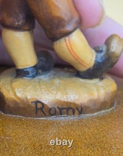 VINTAGE Hand Carved Reuge The Music Box Dancer Boy Romy Swiss Musical Statue