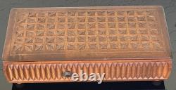 VINTAGE MCM Geometric Marquetry REUGE MUSIC BOX 72/3 Saint Croix RARE Works