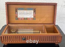 VINTAGE MCM Geometric Marquetry REUGE MUSIC BOX 72/3 Saint Croix RARE Works
