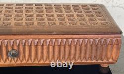 VINTAGE MCM Geometric Marquetry REUGE MUSIC BOX 72/3 Saint Croix RARE Works