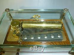 VINTAGE REUGE 72 MUSIC BOX CRYSTAL CLEAR GLASS CASE 5TH, 6TH, 9TH symphony