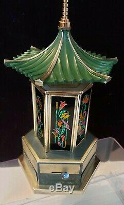 VINTAGE REUGE CAROUSEL music box lipstick/cigarette holder Japanese pagoda works