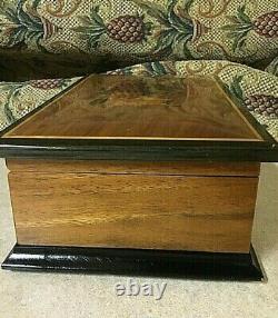 VINTAGE REUGE MUSIC BOX 4/50 SOLID HARDWOOD WithROSE INLAYS RICH TONE 4 SONGS