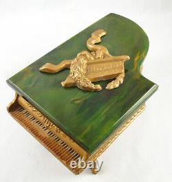 VINTAGE REUGE MUSIC BOX PIANO With BAKELITE LID JEWELRY TRINKET CIGARETTE BOX CASE