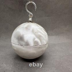 VINTAGE REUGE STE CROIX SWISS Shimmering Silver White MUSIC BOX BALL ORNAMENT