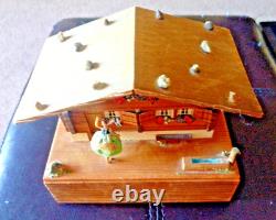 VINTAGE REUGE SWISS YODEL WOOD CHALET DANCING BALLERINA MUSIC BOX Happy Wanderer