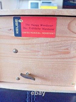 VINTAGE REUGE SWISS YODEL WOOD CHALET DANCING BALLERINA MUSIC BOX Happy Wanderer