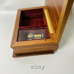 VINTAGE REUGE WOODEN INLAID MUSIC JEWELRY BOX EDELWEISS No. 4287 Velvet Lined