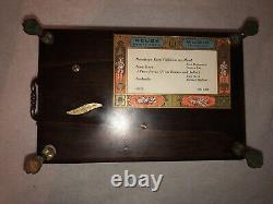 VINTAGE Reuge Sainte Croix Ornate Music Box with Victorian Painted Panels Walnut