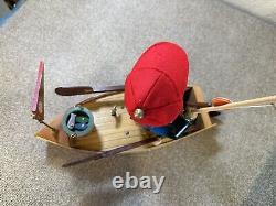 VINTAGE STEINBACH FISHERMAN w REUGE Wind Up OVER THE WAVES S767 ANGLER IN BOAT