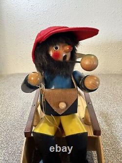 VINTAGE STEINBACH FISHERMAN w REUGE Wind Up OVER THE WAVES S767 ANGLER IN BOAT