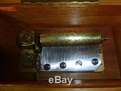 VINTAGE SWISS REUGE MUSIC BOX Hebrew Edition BURL WOODEN CASE (Watch The Video)