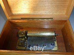 VINTAGE SWISS REUGE MUSIC BOX Hebrew Edition BURL WOODEN CASE (Watch The Video)