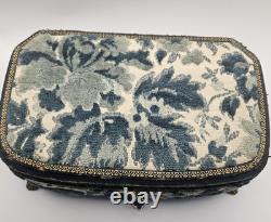 VNTG Italian Upholstered Jewelry REUGE Music Box Plays Love Story Lock & Key VNTG Italian Upholstered Jewelry REUGE Music Box Plays Love Story Lock & Key