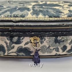 VNTG Italian Upholstered Jewelry REUGE Music Box Plays Love Story Lock & Key