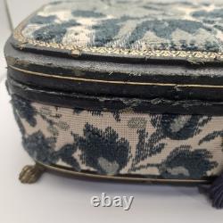 VNTG Italian Upholstered Jewelry REUGE Music Box Plays Love Story Lock & Key