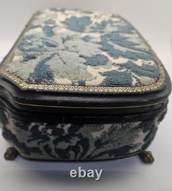 VNTG Italian Upholstered Jewelry REUGE Music Box Plays Love Story Lock & Key VNTG Italian Upholstered Jewelry REUGE Music Box Plays Love Story Lock & Key