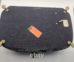 VNTG Italian Upholstered Jewelry REUGE Music Box Plays Love Story Lock & Key