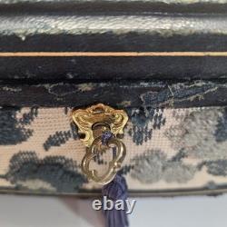 VNTG Italian Upholstered Jewelry REUGE Music Box Plays Love Story Lock & Key