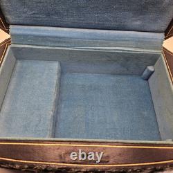 VNTG Italian Upholstered Jewelry REUGE Music Box Plays Love Story Lock & Key VNTG Italian Upholstered Jewelry REUGE Music Box Plays Love Story Lock & Key