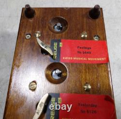 VTG 1970s Reuge 3 Song Music Box Feelings Yesterday Misty Swiss Movements EJB