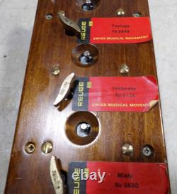 VTG 1970s Reuge 3 Song Music Box Feelings Yesterday Misty Swiss Movements EJB