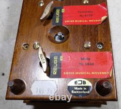 VTG 1970s Reuge 3 Song Music Box Feelings Yesterday Misty Swiss Movements EJB
