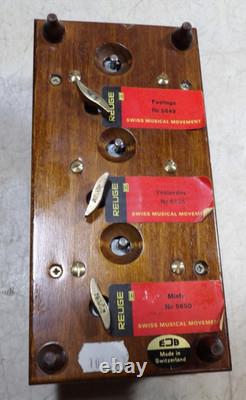 VTG 1970s Reuge 3 Song Music Box Feelings Yesterday Misty Swiss Movements EJB
