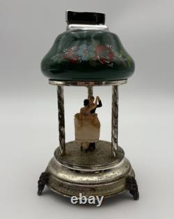 VTG 60's RUEGE Swiss Music Box Lighter Capodimonte Dancing Couple Carousel