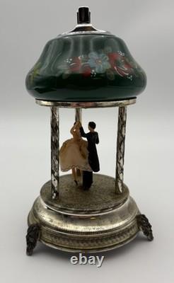 VTG 60's RUEGE Swiss Music Box Lighter Capodimonte Dancing Couple Carousel