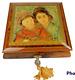 VTG Edna Hibel Mother & Child Art On Reuge Handmade Italian Jewelry Music Box