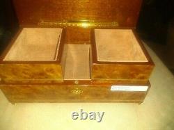 VTG Extraordinary Large Italian Inlaid Wood Jewel Reuge Music Box, no key, new