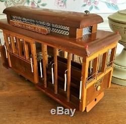 VTG Handmade Wood Art Model Left Heart San Francisco Streetcar REUGE Music Box