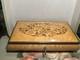 VTG Inlaid Flowers Wooden Music/Jewelry Box With Key By REUGE