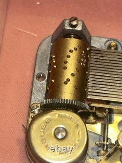 VTG Inlaid Flowers Wooden Music/Jewelry Box With Key By REUGE