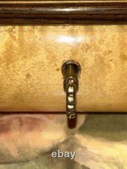 VTG Inlaid Flowers Wooden Music/Jewelry Box With Key By REUGE