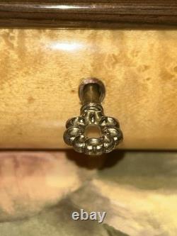 VTG Inlaid Flowers Wooden Music/Jewelry Box With Key By REUGE