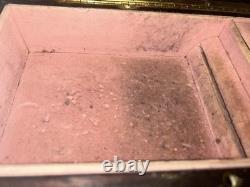 VTG Inlaid Flowers Wooden Music/Jewelry Box With Key By REUGE