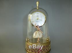 VTG Musical Ballerina Automaton Alarm Clock Reuge Dancing Music Box (See Video)