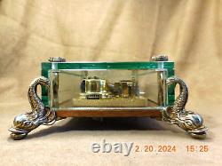 VTG REUGE 72 NOTE BRONZE DOLPHIN FOOTED CRYSTAL BOX With ROSEWOOD BASE (SEE VIDEO)